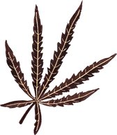 Hennep Wiet Weed Blad Cannabis Strijk Embleem Patch 14 cm / 17.5 cm / Bruin Beige