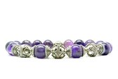 Beaddhism - Armband - Big Purple Triple Yin Caps - Zilver - 10 mm - 23 cm