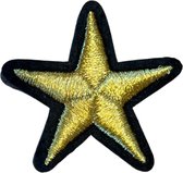 Ster Sterretje Strijk Embleem Patch Zwart Goud 4.8 cm / 4.8 cm / Goud Zwart