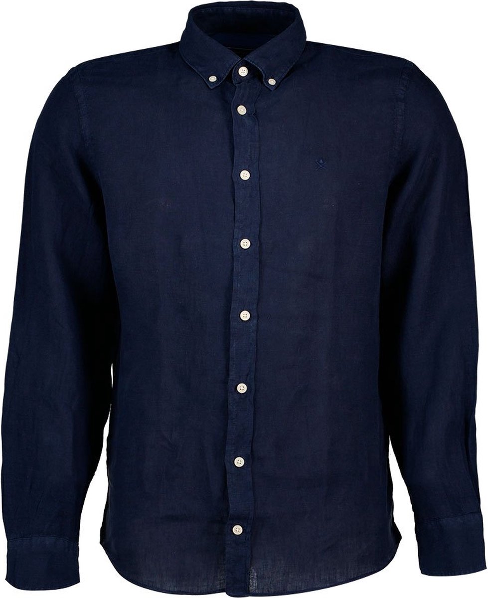 Hackett Garment Dyed Linen B Shirt Met Lange Mouwen Blauw S Man