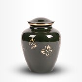 Crematie urn | Messing urn groot donkergroen met vlinders | Urn voor volwassenen | 3.2 liter