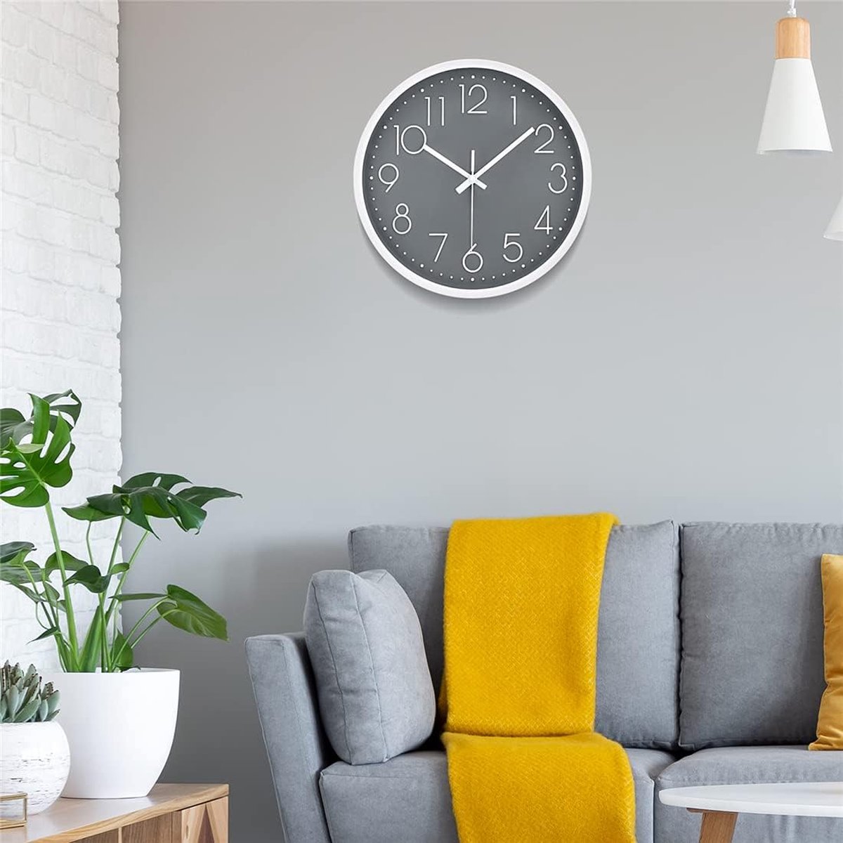 Horloge Murale Silencieuse 30 Cm HZDHCLH - Sans Tic-tac, Chiffres Arabes 3D, Couleur Orange, Pile AA Non Incluse
