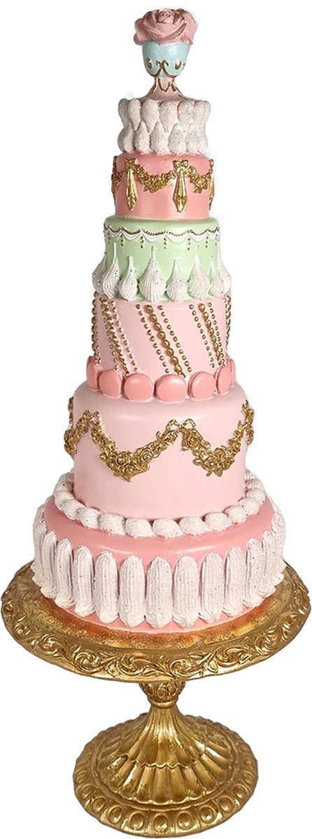 Viv! Figurine Décoration Noël Pasen - Layer cake avec macarons - or rose -  51cm