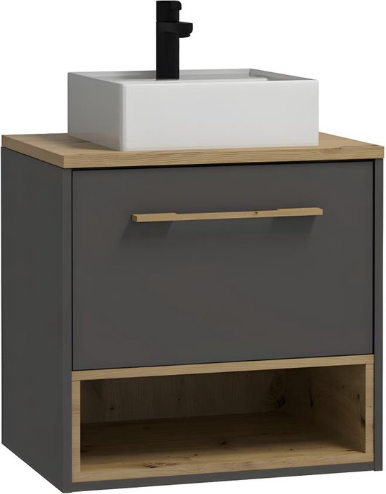 HAKU Möbel computer cart anthracite, MDF, metal - Size: W 60 cm x H 75 cm x D 49 cm, Style: Modern