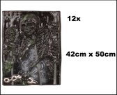 12x Halloween Wanddeco dood + ketting 42cm x 50cm - Halloween griezel scary skelet horror