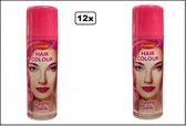 12x Haarspray roze 125 ml - Festival thema feest carnaval haar kleurspray party
