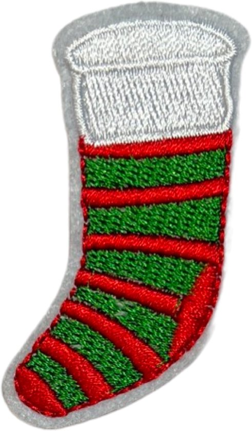 Foto: Kerst kerstsok strijk embleem patch gestreept 4 2 cm 6 4 cm groen rood wit