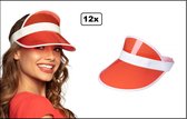 12x Rode zonneklep transparant - sport en spel carnaval zon hoed strand hawai tropical thema grappig en fout