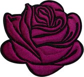 Roos Rozen Bloem Bloemen Strijk Embleem Patch Fuchsia Roze 7.5 cm / 6.8 cm / Roze