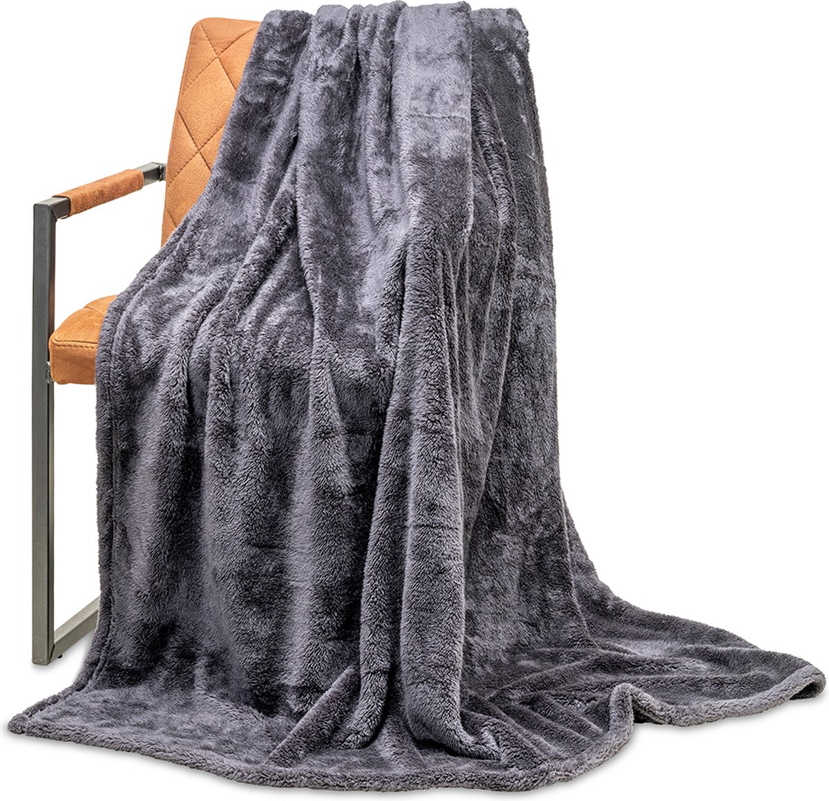 Wicotex - Plaid deken -Fleece Plaid Fluffy Zwart - Afmeting 150x200cm - Zacht en warme Fleece deken - Plaidfleece