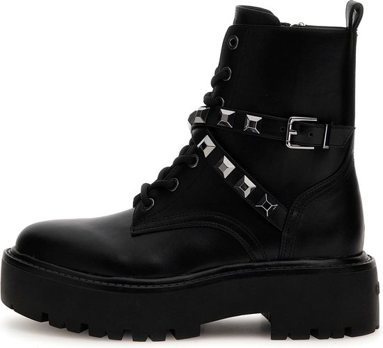 Guess Vaida Dames Veterboots/Laarzen - Zwart - Leder - Maat 39