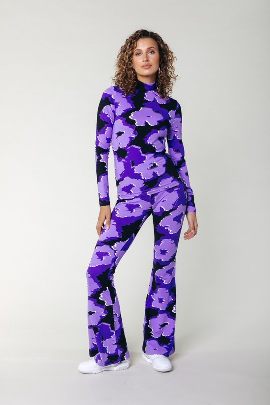 Colourful Rebel Graphic Flower Peached Extra Flare Pants