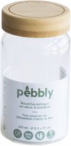 Pebbly - Voorraadpot Rond met Bamboe Deksel 650 ml - Borosilicaatglas - Transparant