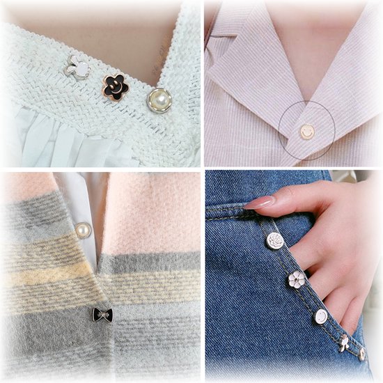 Fako Bijoux® - Pin Broche Mini - Set de Boutons Stitch Pin - 10 Mini Broches - 8-12mm - Gold, Or, Noir, White & Brillant - 10 Goud - Argent , Or, Zwart & Wit - Série 5
