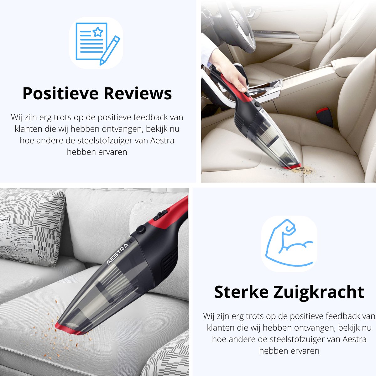 Aestra Kruimelzuiger Snoerloos 6500 Pa Rood - afbeelding 2