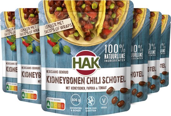 Foto: Hak stazak kidneybonen chili doos 6x550 gram maaltijdoplossing bron van prote ne eiwit vegan vega plantaardig lekker met wraps of taco s gemaksgroenten groenteconserven