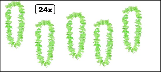 24x Tropical hawaikrans groen - Hawaiparty krans hawaii slinger kleur trouwen liefde feest love thema feest pride