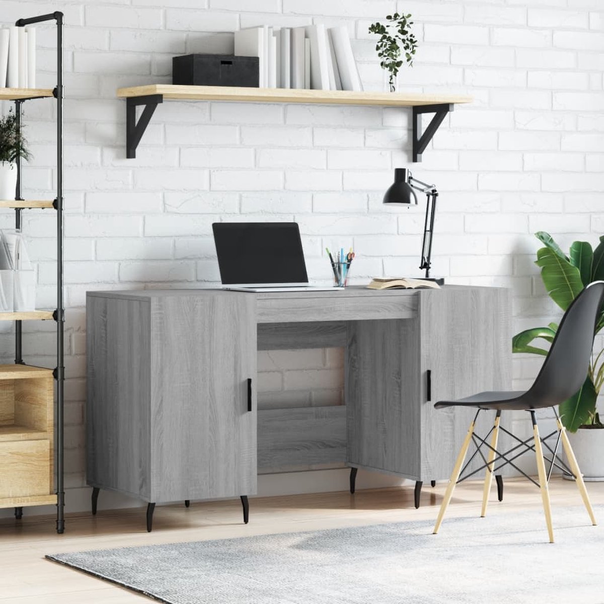 VidaXL Bureau 140x50x75 cm spaanplaat grijs