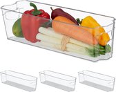 Relaxdays 4x organisateur de koelkast - bac de rangement koelkast étroit - organisateur de cuisine transparent