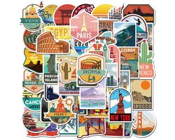 *** 50 Stickers voor Reizen en Landen - Outdoors - Voor Laptop, Auto, Busje, Journal, Muur, etc.- Vakantie van Heble® ***