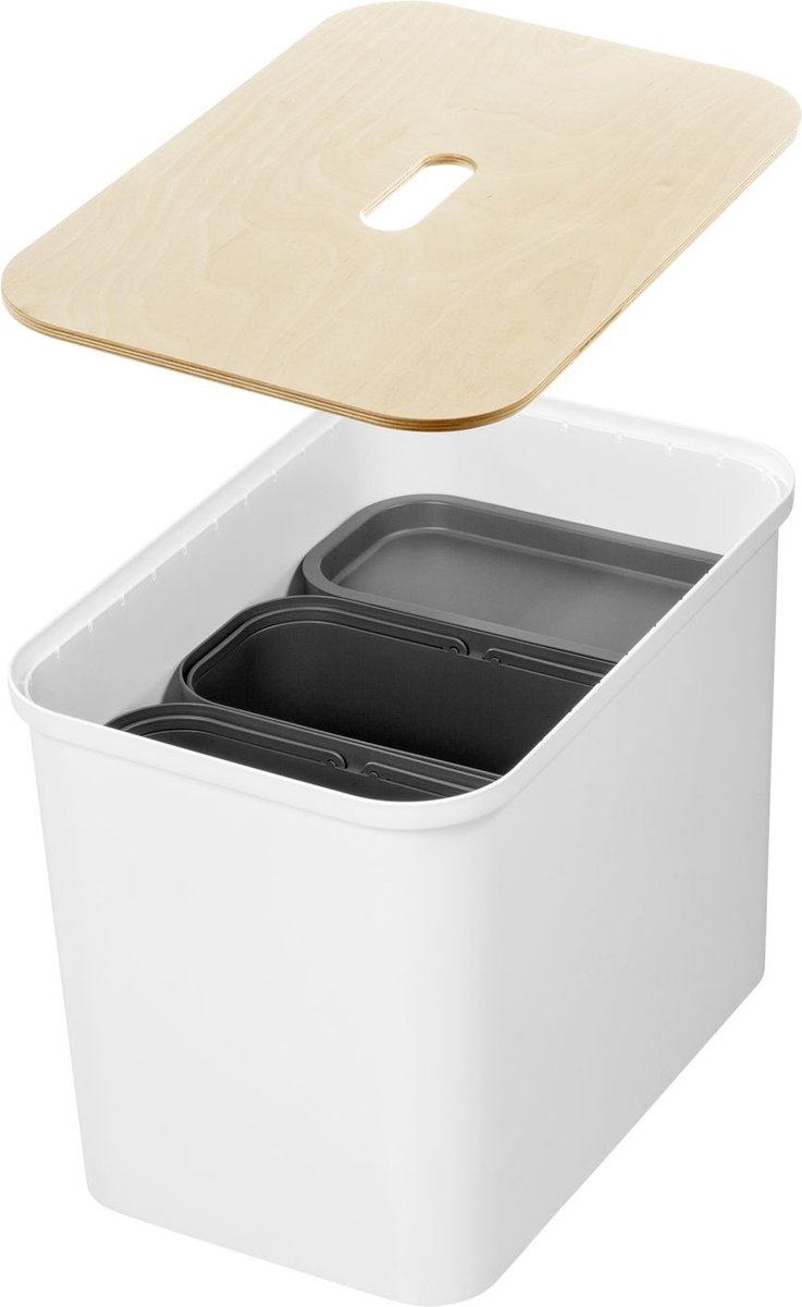 SmartStore - Collect Opbergbox 76 liter Set voor Afvalscheiden Box, Verdelers en Deksel - Polypropyleen - Wit