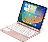 iPadspullekes - Apple iPad 2022 10.9 Inch 10de Generatie Keyboard Case - Bluetooth Toetsenbord Hoes - 360 graden draaibaar met Touchpad Muis - Rosé Goud