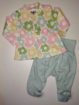 Nini - Outfit Fleur - 2-delig setje - Vestje, Broekje met voetjes - Maat 56 - 0 t/m 2 maanden