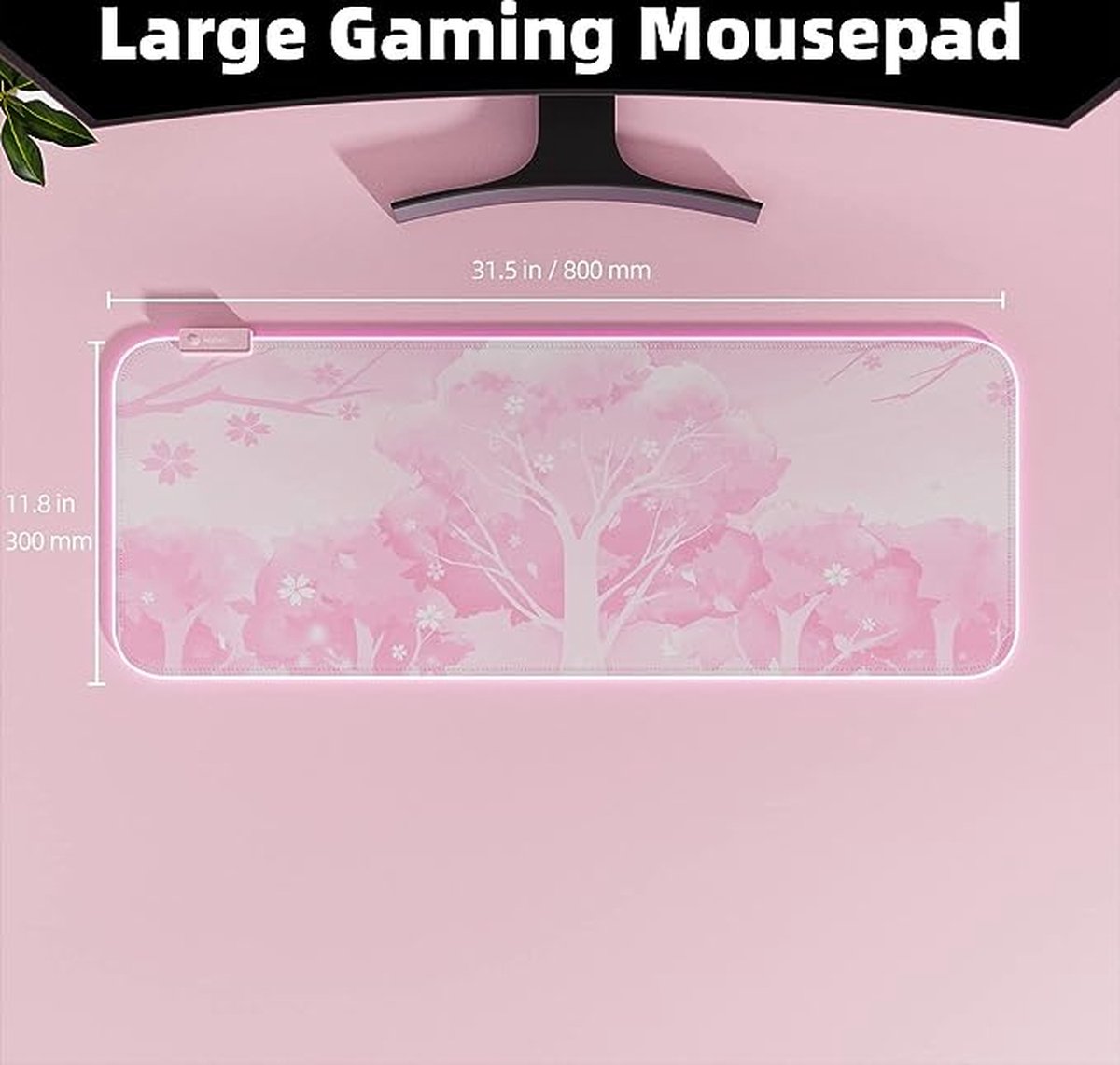 Tapis de souris de Gaming tapis de souris rose XXL 800 x 300 mm, grand tapis  de souris