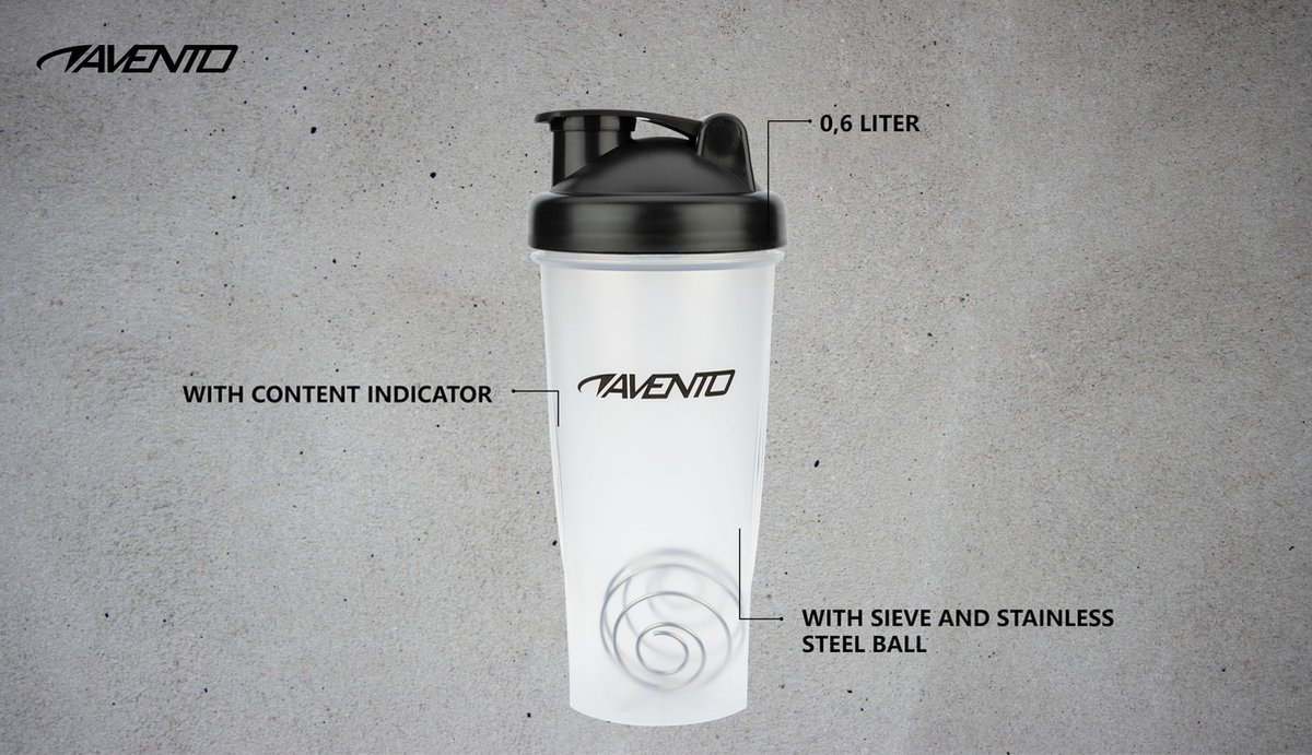 Avento Bottle+Shaker Ball 600ml, Clear