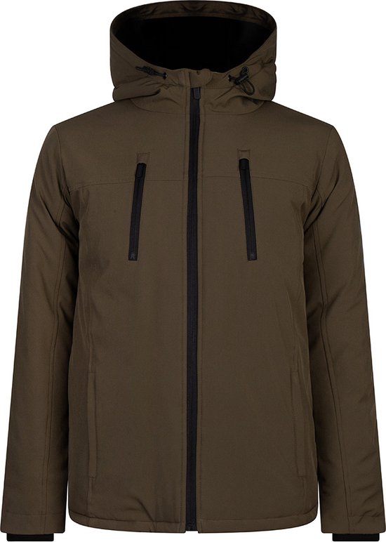 Jongens winterjas soft shell - Donker army groen