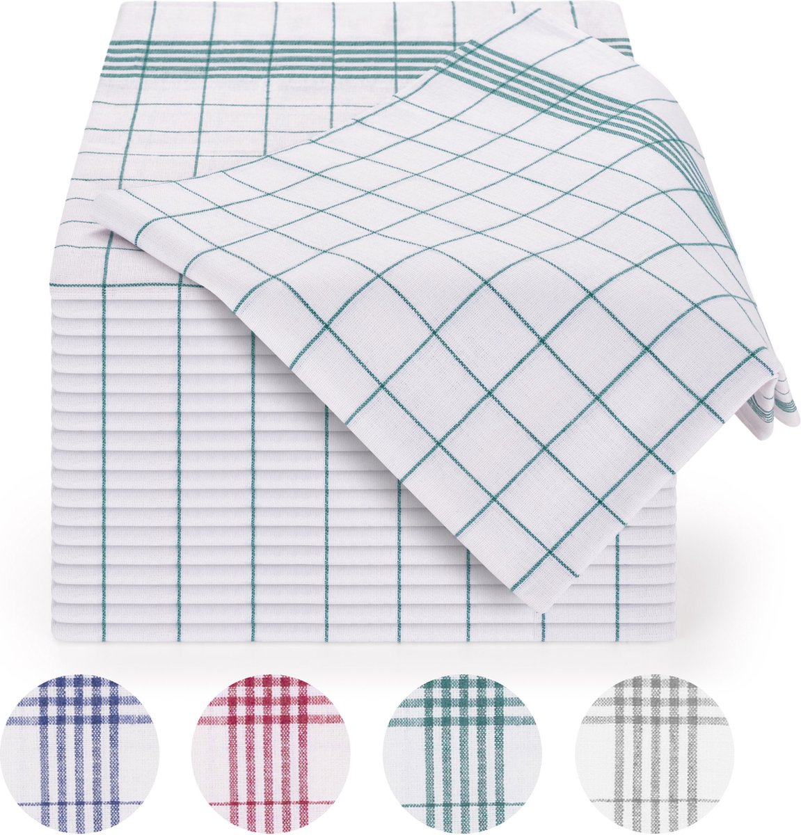 Blumtal Premium Theedoekenset - Keukendoeken - Geruit - 50 x 70cm - Groen - Set van 20