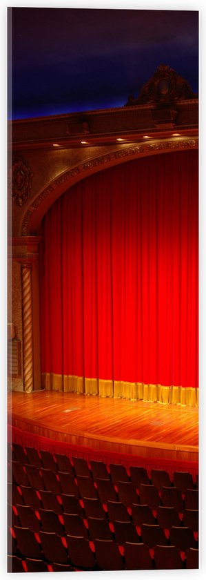 Acrylglas - Podium met Rode Theatergordijnen in Theater - 20x60 cm Foto op Acrylglas (Wanddecoratie op Acrylaat)