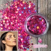 GetGlitterBaby® - Biologische / Biologisch afbreekbare Fel Roze Chunky Festival Glitters voor Lichaam en Gezicht / Biodegradable Face Body Jewels Glitterlijm / Gel Glittergel - Roze / Pink