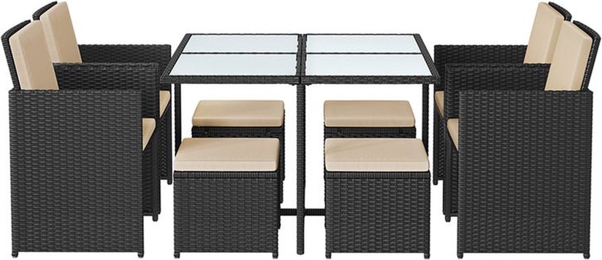 Tuinmeubelset - Tuinmeubelset - Rieten Meubelset - Terrasmeubelset - Rotan Meubelset - Eetkamermeubelset - Zwart/Beige