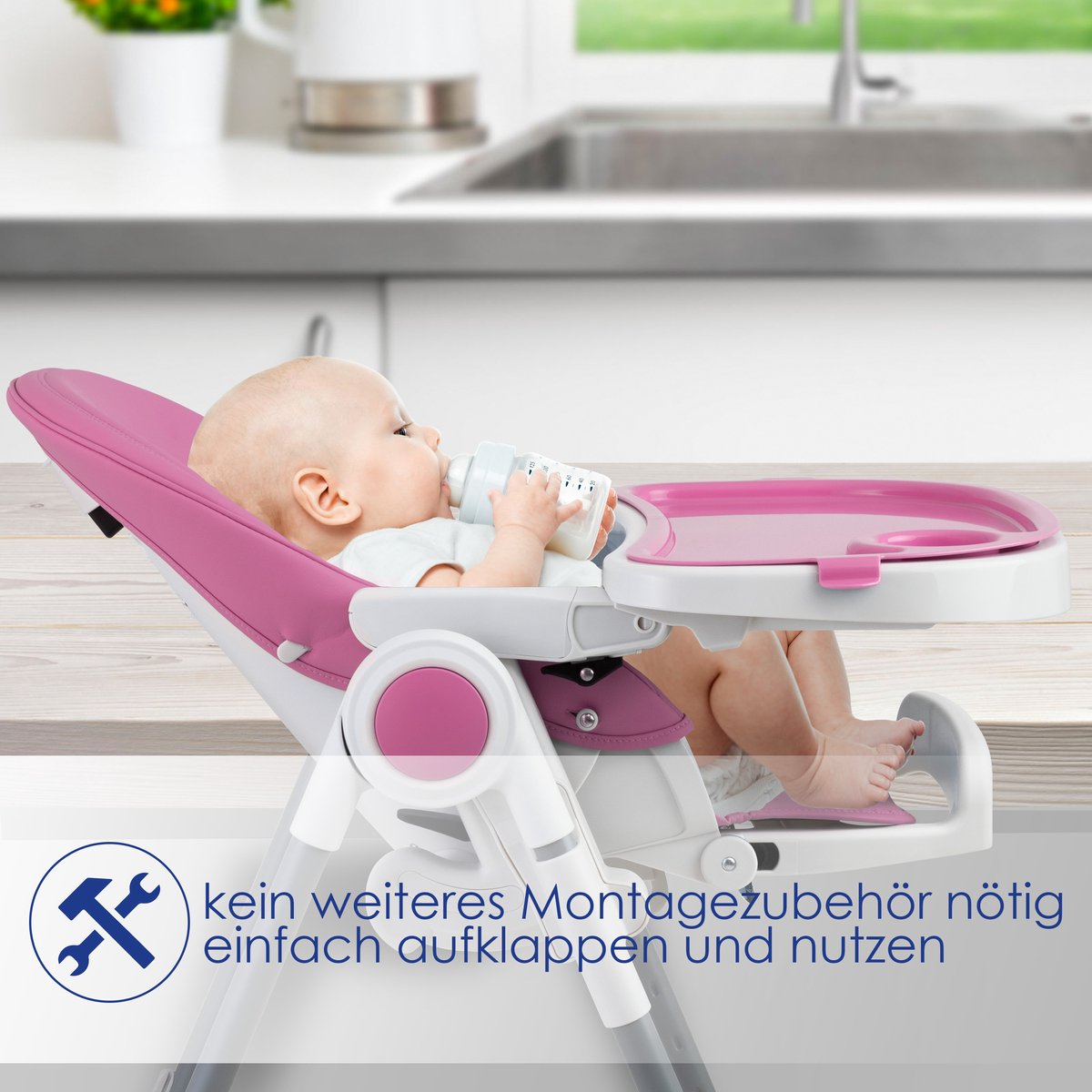 KIDIZ® 3in1 kinderstoel incl. speelbar, Eetstoel, Babystoel, combinatie kinderstoel, 7 in hoogte verstelbare rugleuning, meegroei van 0 maanden tot 6 jaar - Roze thumbnail 6