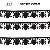 6x Zwarte spin slinger 600cm - papier - Halloween Creepy spinnen dieren Griezel spookythema feest