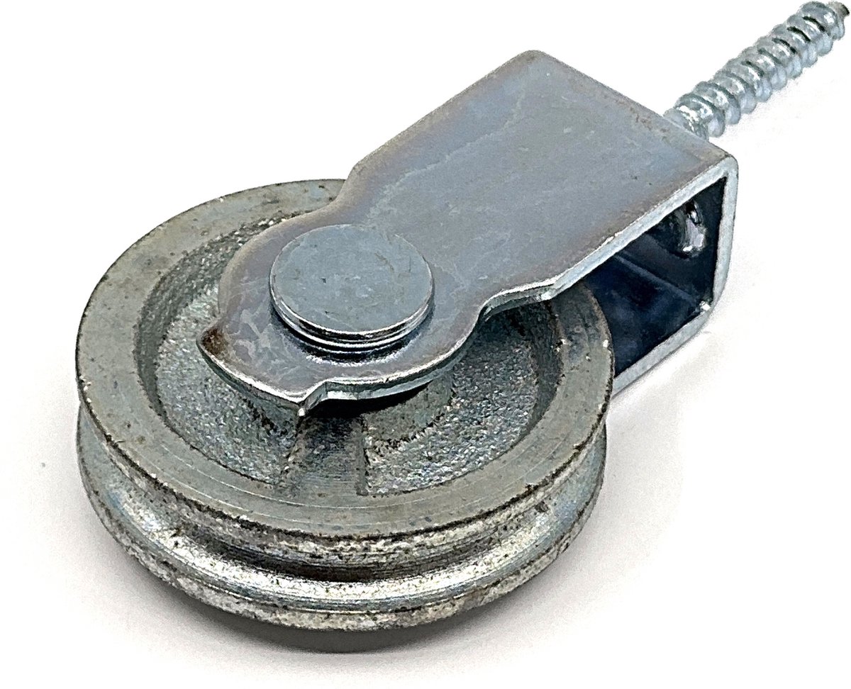 TQ4U schroefkatrol met gietijzeren wiel - Ø 50 mm - Touw max Ø 5 mm - Houtdraad Ø 5 x 35 mm