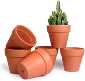 10 cm kunstmatige terracotta vetplantenpot 6-delige set, ronde bloempot kleine mini-cactussen potten voor kantoor, balkon, woonkamer en buiten, plantendecoratie bloempot