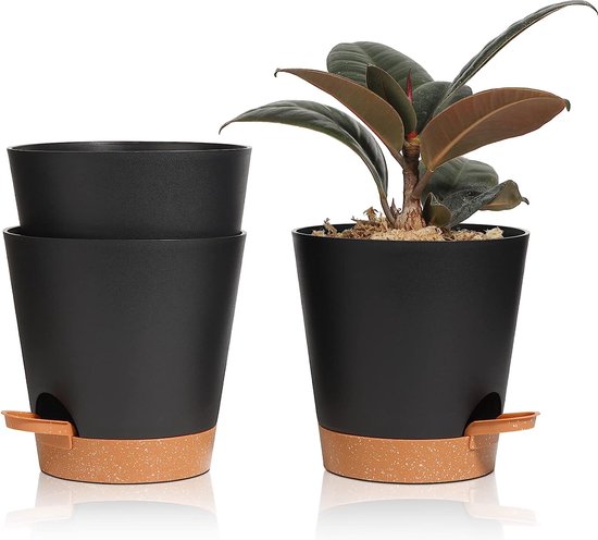 Gatphy 4 stuks zelfbewaterende stoffen potten, onderzetters, plantenbak, zelfbewatering, voeten voor bloempot buiten, zelfbewaterende plantenpot, zelfwaterende pot