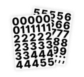 Cijfer stickers / Plaknummers - Stickervellen Set - Zwart - 4cm hoog - Geschikt voor binnen en buiten - Standaard lettertype - Glans
