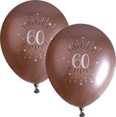 Santex verjaardag leeftijd ballonnen 60 jaar - 12x stuks - rosegoud - 30 cm - Feestartikelen