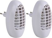 Sunnydays Muskieten/muggen UV LED insectenlamp - 2x - wit - elektrisch - 14 x 9 x 4 cm - ongedierte bestrijding