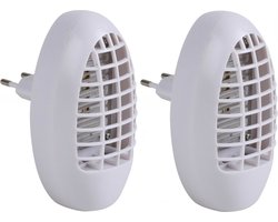 Sunnydays Muskieten/muggen UV LED insectenlamp - 2x - wit - elektrisch - 14 x 9 x 4 cm - ongedierte bestrijding