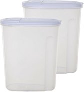 Whitefurze Récipient alimentaire shaker - 2x - transparent - 5 litres - plastique - 25 x 12 x 30 cm