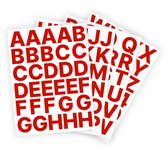Letter stickers / Plakletters - Stickervellen Set - Rood - 4cm hoog - Geschikt voor binnen en buiten - Standaard lettertype - Glans