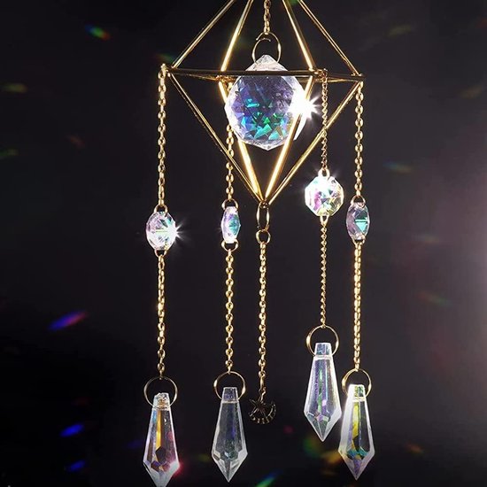 Attrape-soleil en cristal décoratif attrape-lumière en cristal avec cadre  en métal