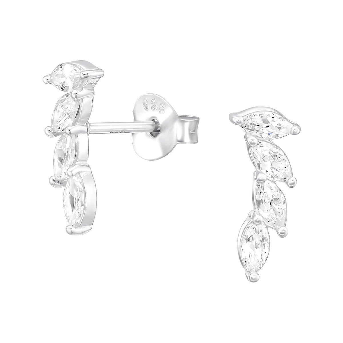 Montebello Oorbellen Darcy - 925 Zilver E-Coating - Blad - 12x5mm