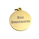 2 Love it Ne pas réanimer - Pendentif - Médaille - Rond - Acier inoxydable - 2 cm de diamètre - Doré