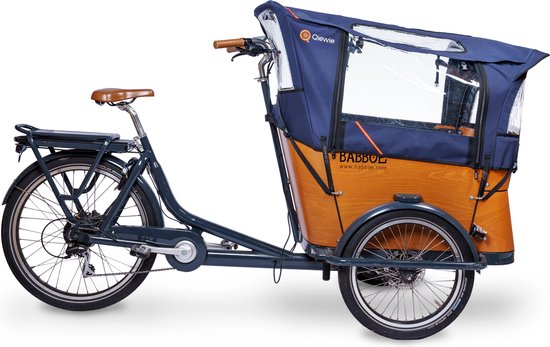 Foto: Regentent superior blauw inclusief stokkenset alleen geschikt voor de babboe curve bakfiets qiewie