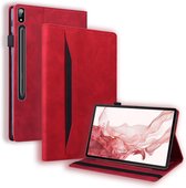 Case2go - Tablet hoes geschikt voor Samsung Galaxy Tab S9/S9 FE - Business Wallet Book Case - Met pasjeshouder - Rood